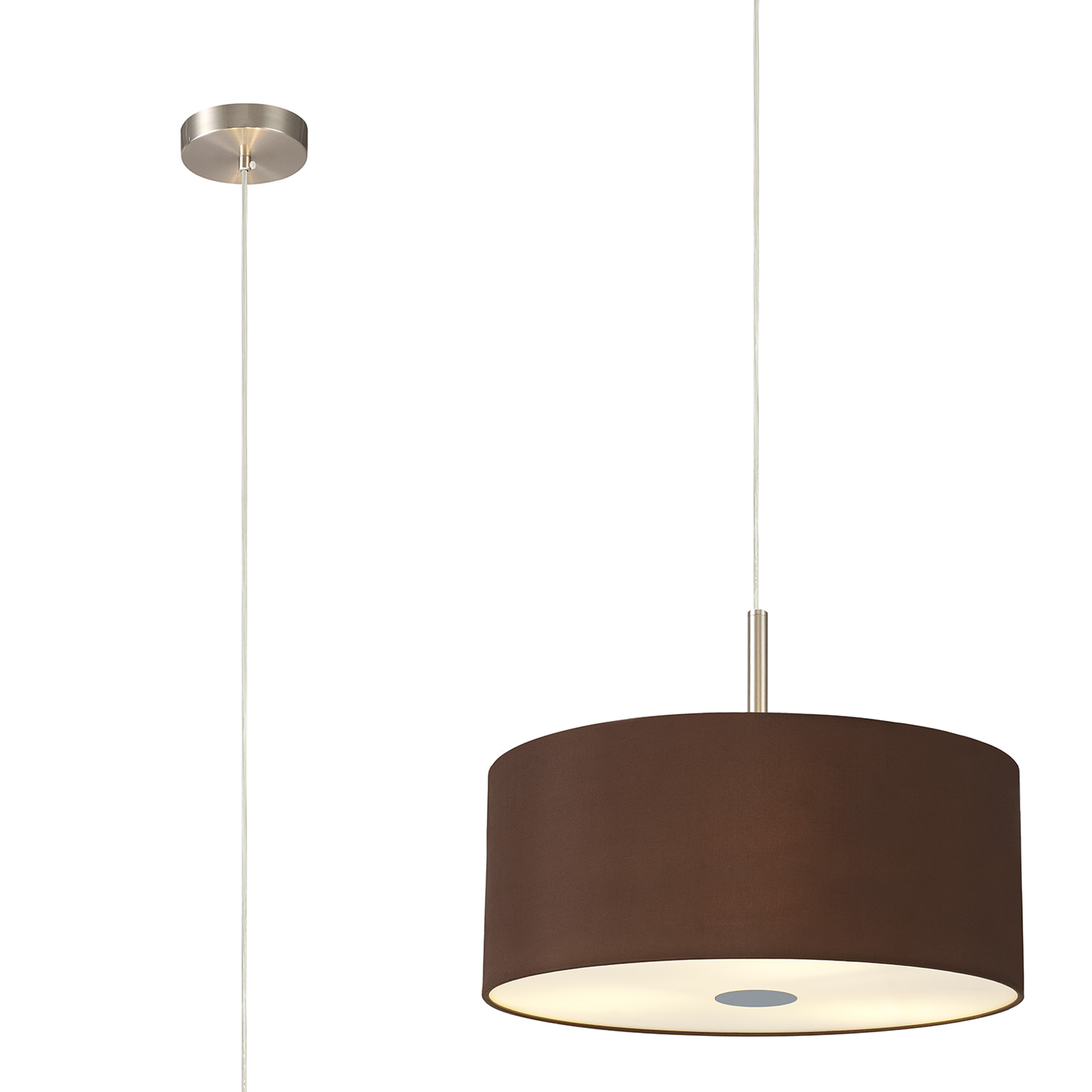 DK0436  Baymont 40cm 3 Light Pendant Satin Nickel, Raw Cocoa/Grecian Bronze, Frosted Diffuser